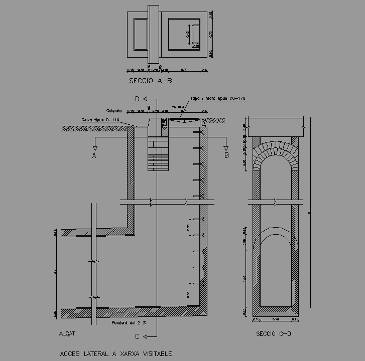 Bloque Autocad Acceso lateral a pozo visitable.